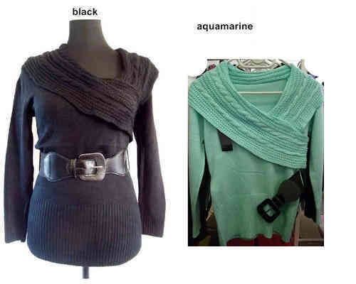 Aquamarine Shawl Sweater With Belt One Size (30-36)