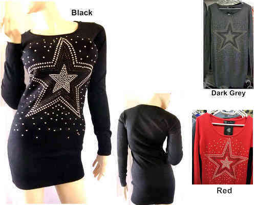 The Stars Sweater Cotton Dress / Long Top 3 Colors Sizes 30-40