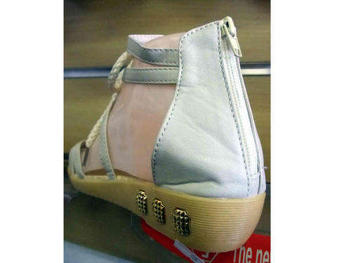 Ankle Strap Back Zipper Low Wedges Sandals Size 3