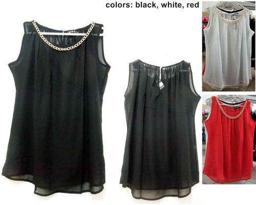 Light Chiffon Sleeveless Tunic Size 36/38 Color Black