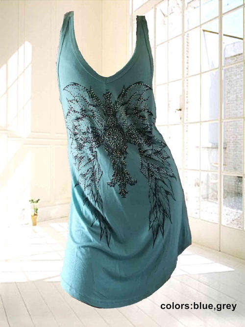 Sequins Lace Back Sleeveless Tunic Size 32/34 Color Grey