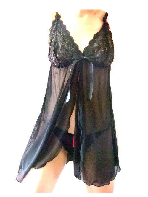 Sexy Lace Sheer Babydoll/G-String Sizes 30 - 38 Colour RED