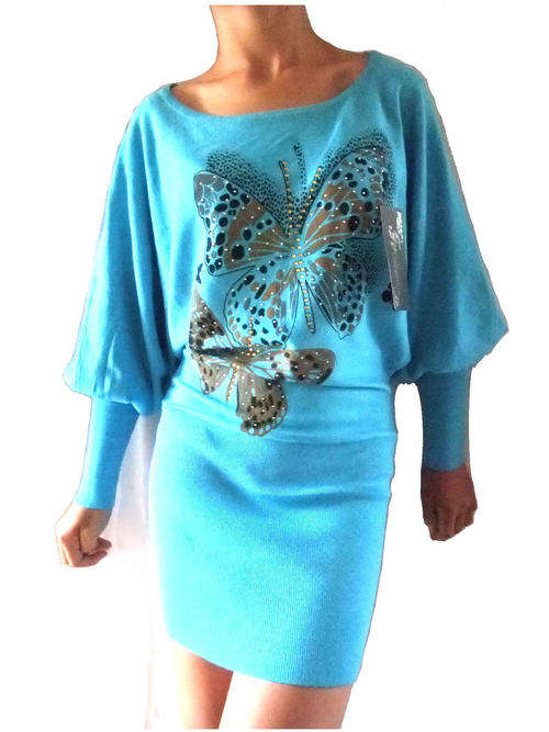 Sweater Dress Round Neck Bat Sleeve Size 36/38