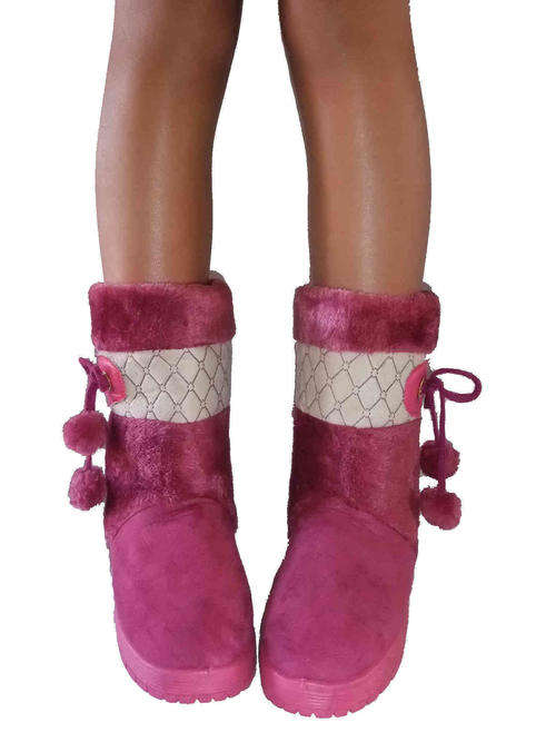 Fashion Warm Fur Linned Rubber Sole Ankle Boots Size 4