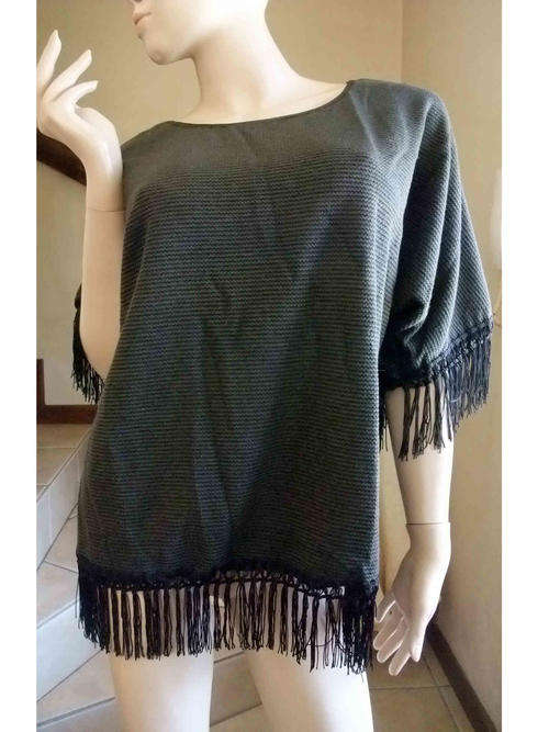 Tassels Tunic Top Size 34/36  Color : Greyish Black