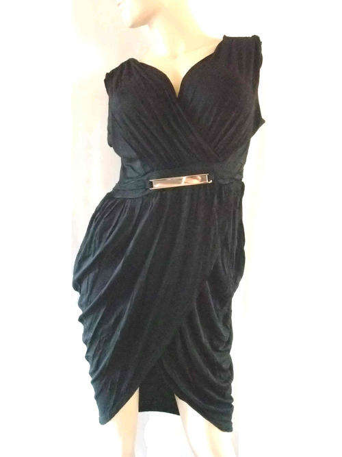 Hot Style Sexy Deep V Wrinkle Package Hip Dress Sizes 30 - 38