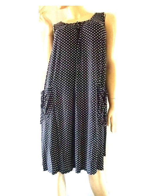 Polka Dot Polyester Tunic Dress With Pockets Color White Size 34/36