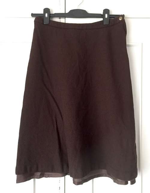 Vintage Inspired A-Line Wool Skirt Dark Brown