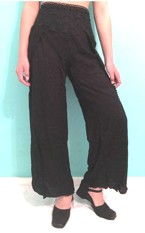 Side Slit Pants Lace Trim Sizes 30-40