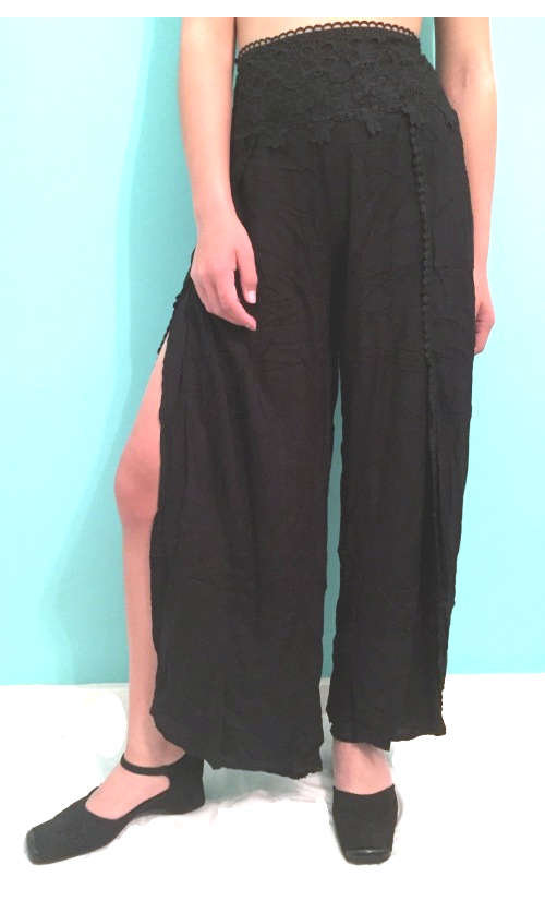 Side Slit Pants Lace Trim Sizes 30-40