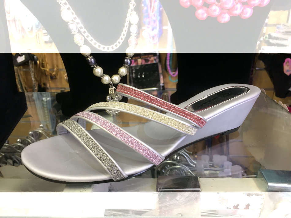 Multi Glitter Strap Low Wedge Sandals Sizes 3,4,5,6,7