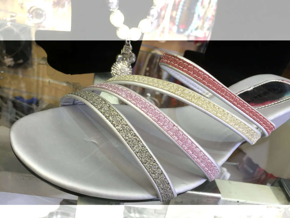 Multi Glitter Strap Low Wedge Sandals Sizes 3,4,5,6,7