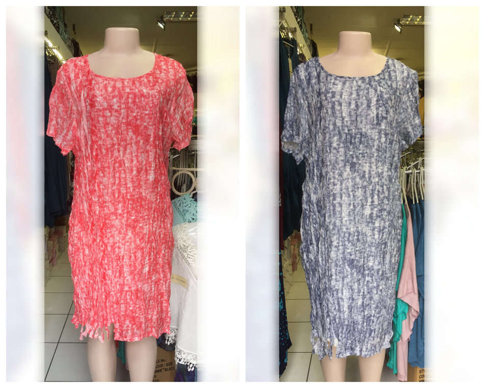 Crinkle Tunic Shift Plus Size Dress With Pockets Sizes 36 - 42