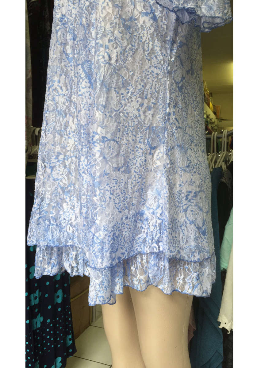 Lace Dress Plus Size Double Hem Cap Flutter Sleeve Sizes 38 - 50