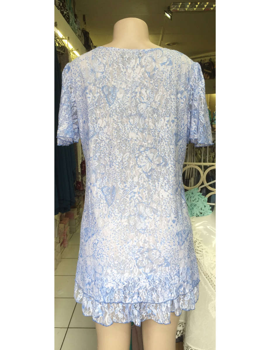 Lace Dress Plus Size Double Hem Cap Flutter Sleeve Sizes 38 - 50