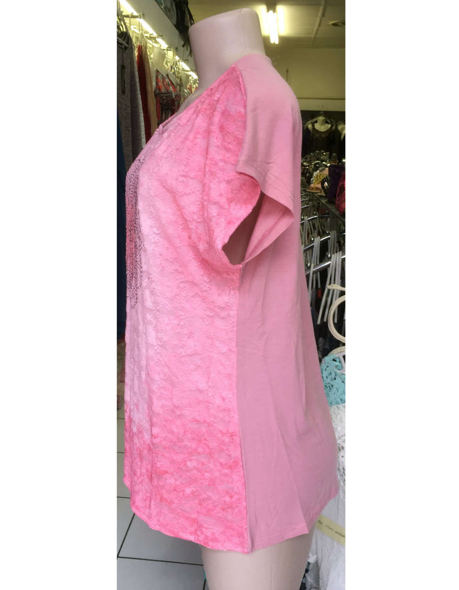 Two Tone Lace Front Cotton Back Top Size 38-40