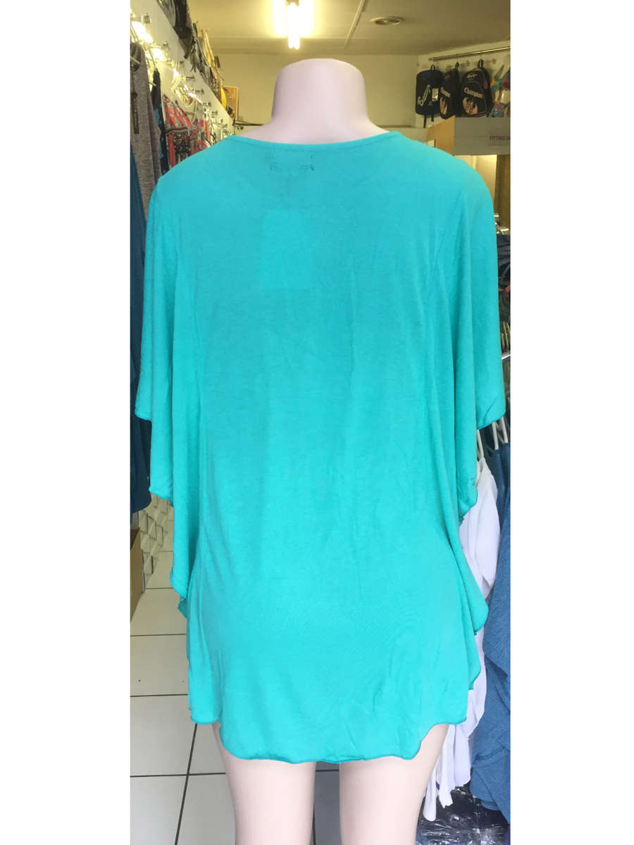 Super Comfy Flutter Tunic Top Studded Neckline Size 44-46