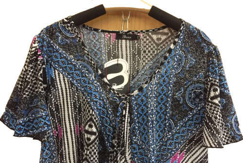 Flutter Cap Sleeve Gathered Hem Tunic Size 38-40