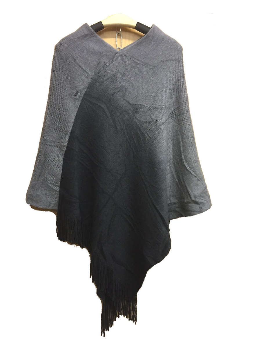 Acrylic Gradient Poncho Sweater One Size
