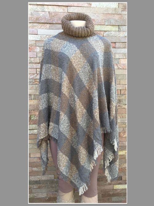 Acrylic Turtleneck Poncho One Size