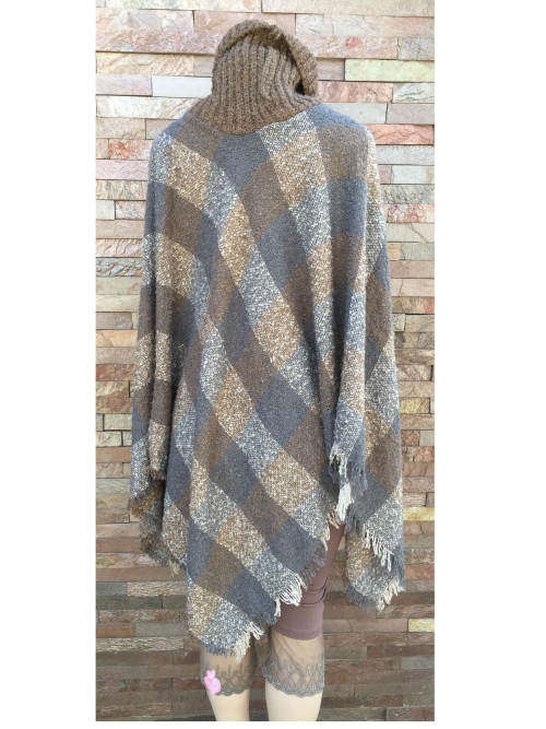 Acrylic Turtleneck Poncho One Size