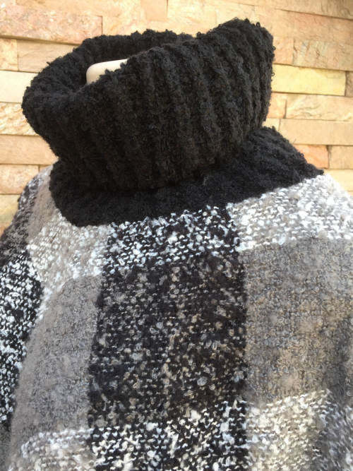 Acrylic Turtleneck Poncho One Size Color Black
