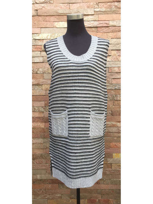 Pocket Striped Vest Dress 1Size (L-XL)