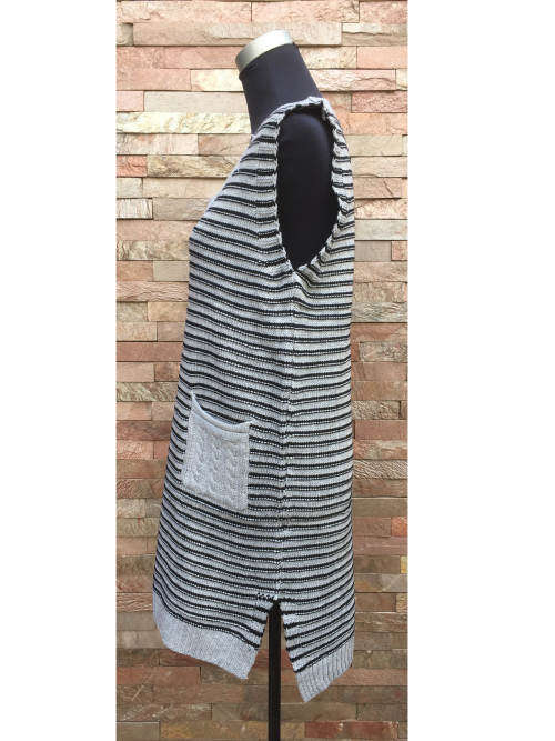 Pocket Striped Vest Dress 1Size (L-XL)