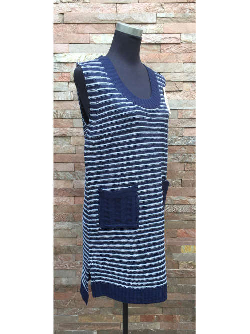 Pocket Striped Vest Dress 1Size (L-XL)