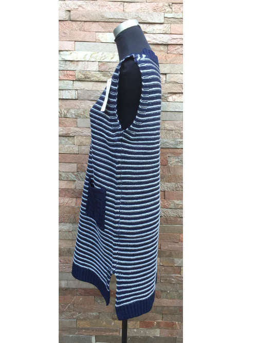 Pocket Striped Vest Dress 1Size (L-XL)