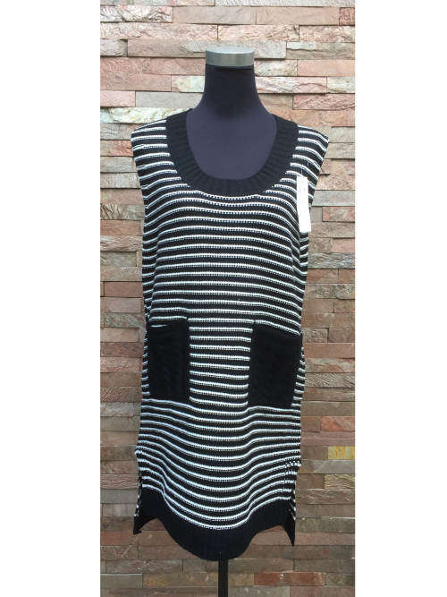 Pocket Striped Vest Dress 1Size (L-XL)