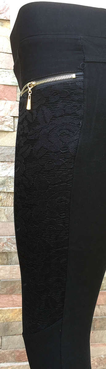 Stretchy Leggings With False Zip Pocket Side Lace Size 36 Color Black