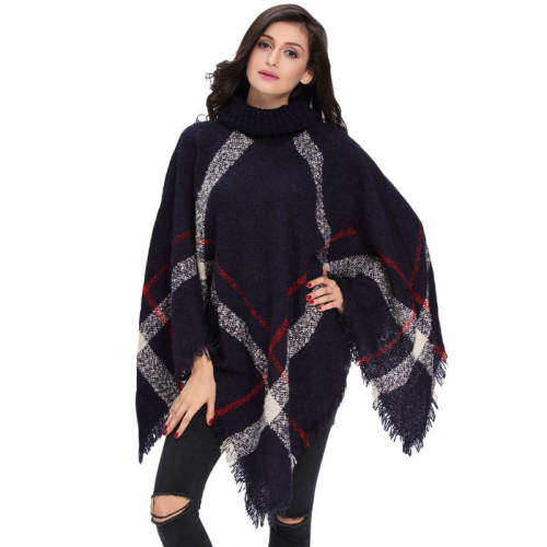 Acrylic Turtleneck Poncho One Size In Color Grey