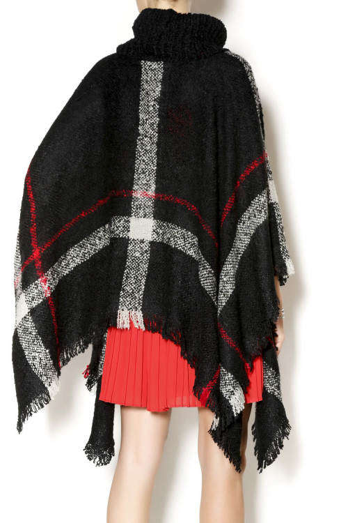 Acrylic Turtleneck Poncho One Size In Color Grey