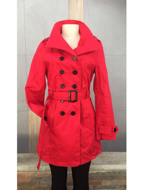 Women's Double Breasted Belted Coat 100% Cotton Size 36