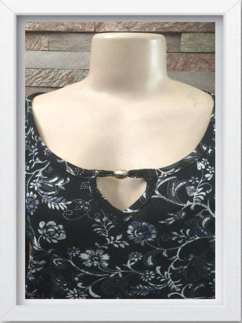 Floral Tunic Long Sleeve Top Color Black Size L