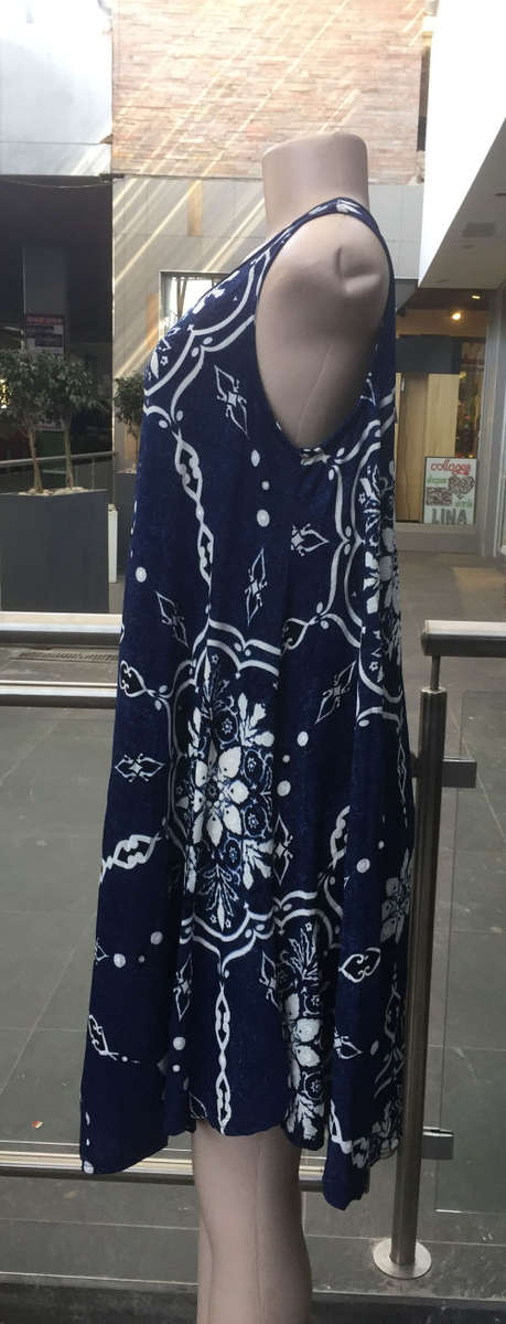 Denim Look Floral Shift Dress Sizes XXL, XXXL