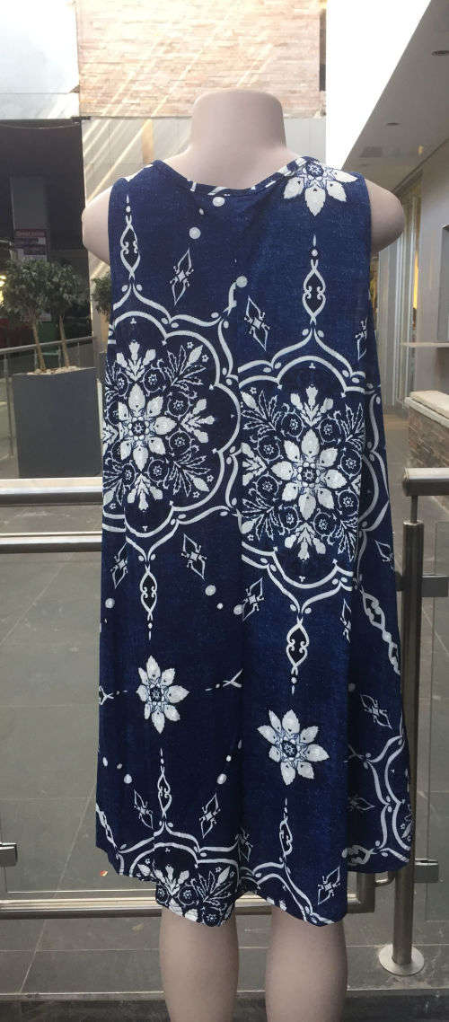 Denim Look Floral Shift Dress Sizes XXL, XXXL