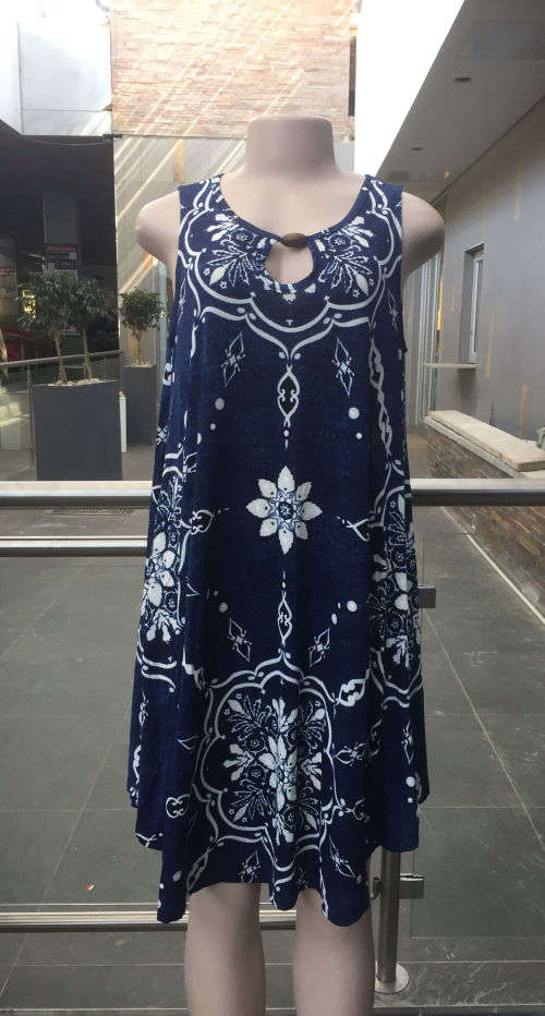 Denim Look Floral Shift Dress Sizes XXL, XXXL