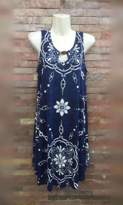 Denim Look Floral Shift Dress Sizes XXL, XXXL