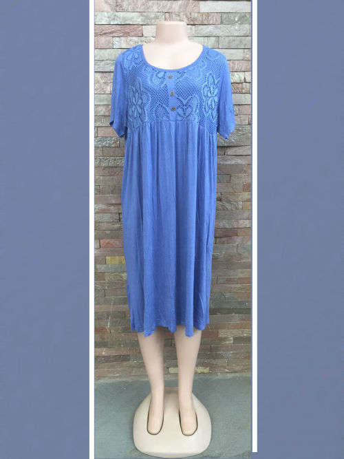 Elegant Long Tunic Dress Sizes 38 to 44 Color Dodger Blue