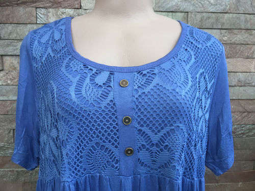 Elegant Long Tunic Dress Sizes 38 to 44 Color Dodger Blue