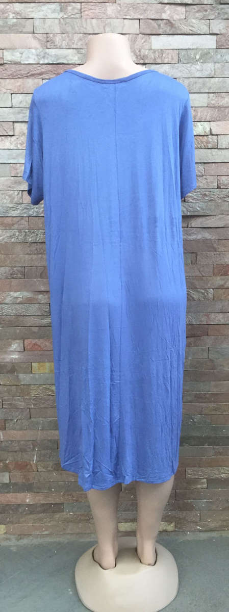 Elegant Long Tunic Dress Sizes 38 to 44 Color Dodger Blue