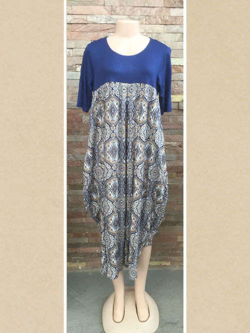 Round Neck Pocket Baggy Rayon Dress Sizes XL, XXXL