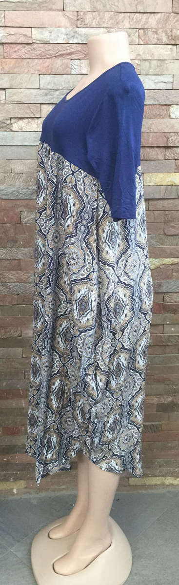 Round Neck Pocket Baggy Rayon Dress Sizes XL, XXXL