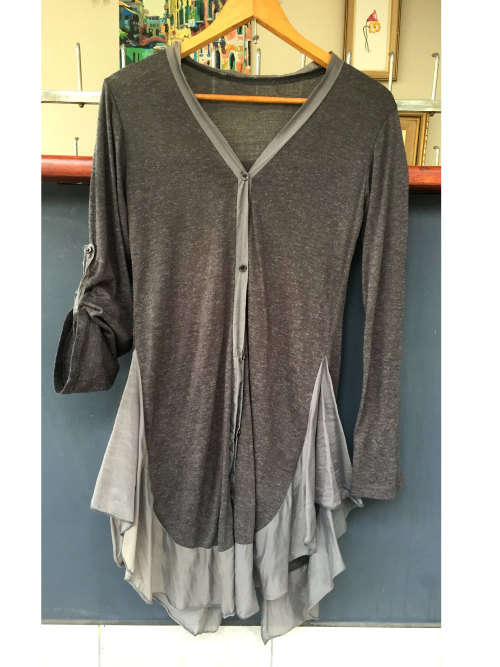 Unique Long Maxi Shirt With Satin Hem Size M