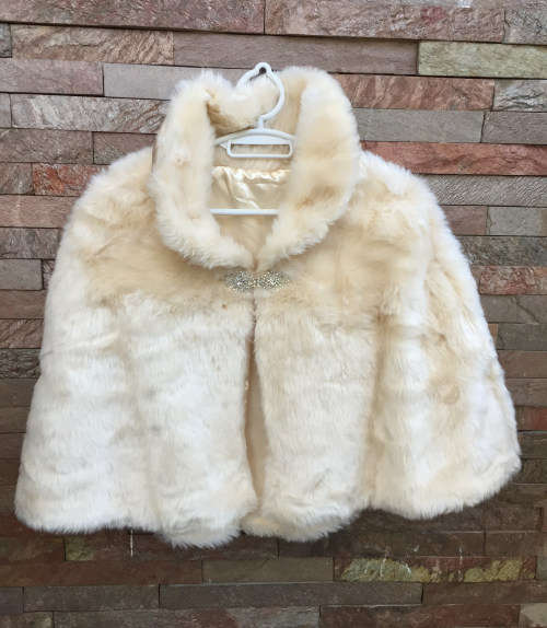 Diamond Bridal Wraps Faux Fur Shawl