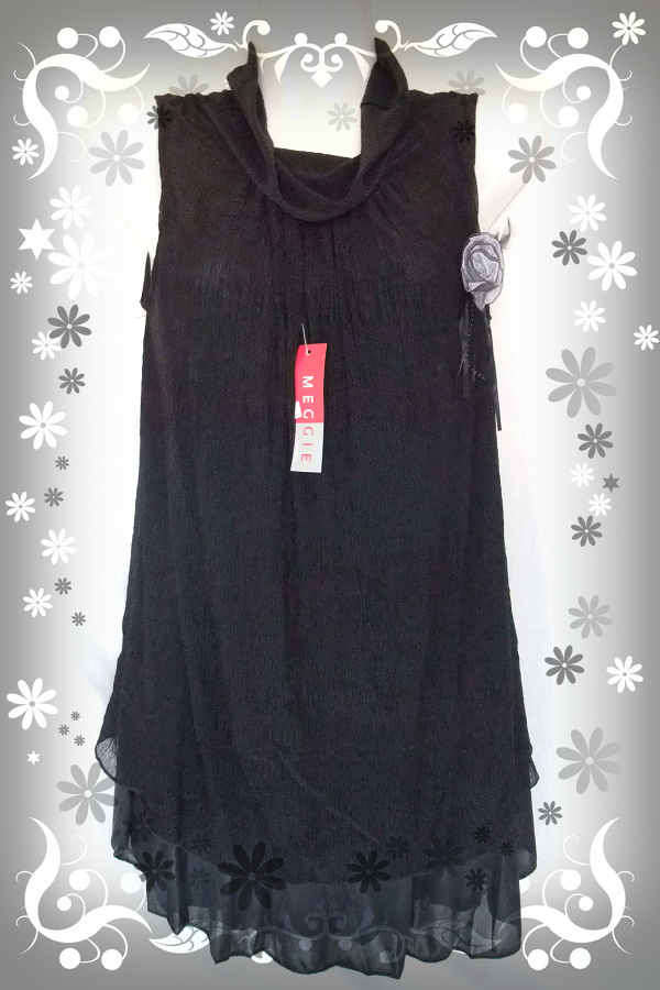 Lovely SPRING CHIFFON long top/dress-BLACK