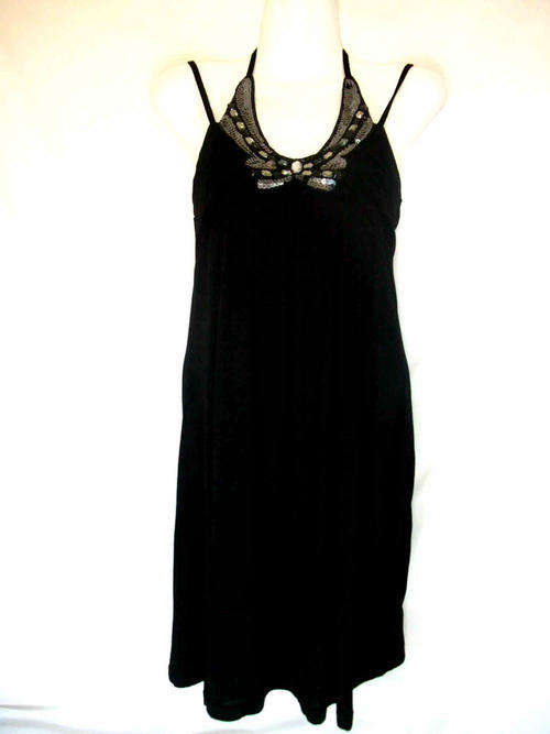 ****Spring New Arrival**** Black Sequins Halter Dress,36/38