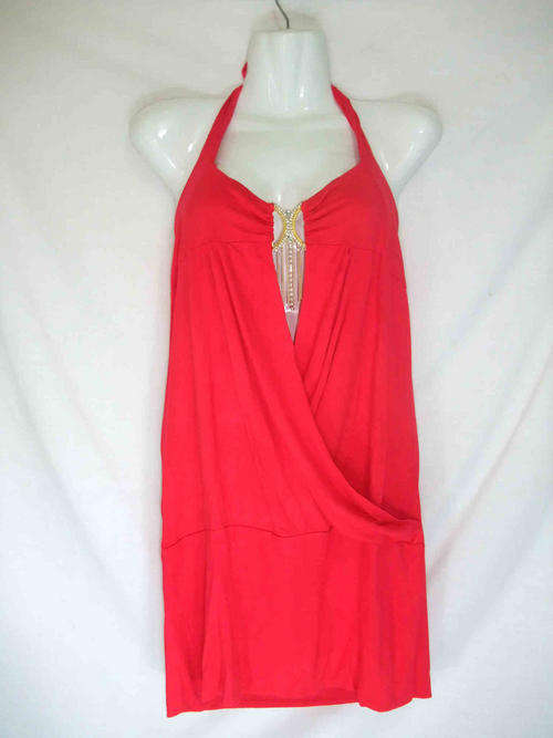 ***EARLY CHRISTMAS SALE***RED HALTER NECK Long Top, 36/38